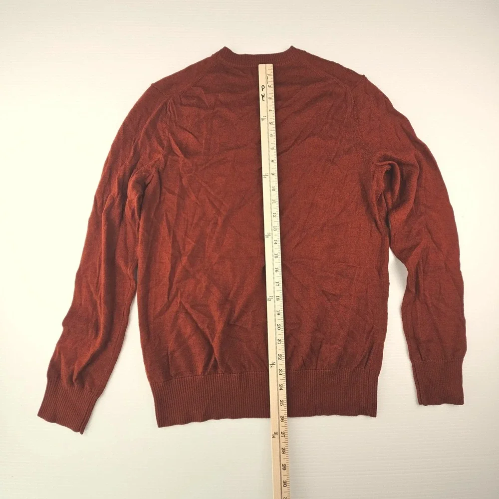 Banana Republic Extra Fine Merino Wool V-Neck Sweater Rust Orange Mens M